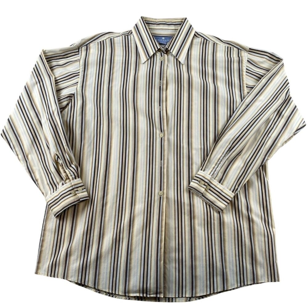 Kenneth Cole Reaction Mens Dress Shirt Size L Striped Long Sleeve